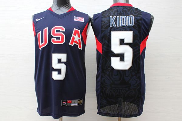 Men USA 5 Kidd Dark Blue Stitched Nike NBA Jersey